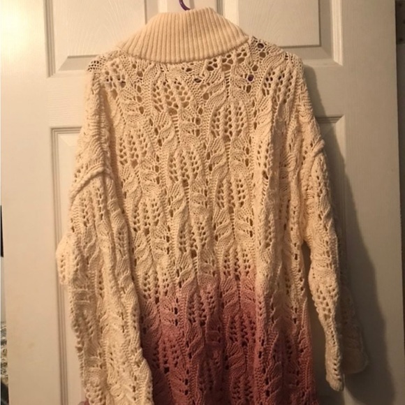 Free People chunky turtle neck ombre dip dye crochet sweater - M - Picture 5 of 8
